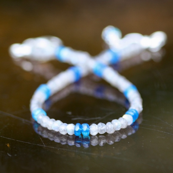 Neon Blue Apatite & Labradorite Bracelet in Sterling Silver 925 - Elevate Your S - Picture 5 of 7